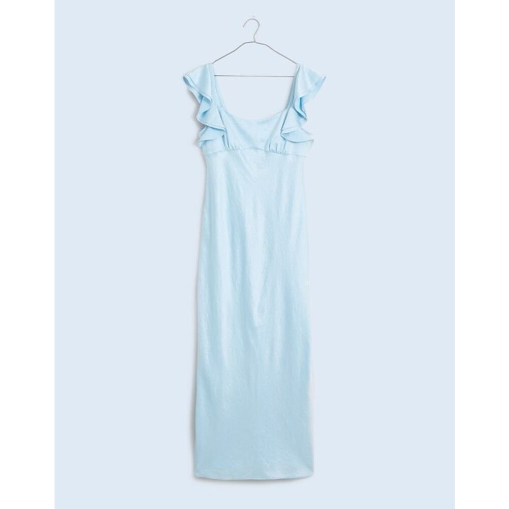 Madewell Flutter-Sleeve Maxi Slip Dress Baby Blue sz 8